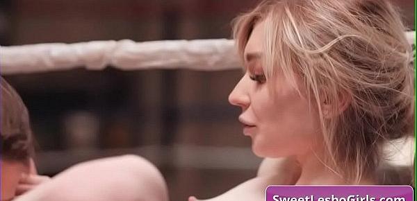  Naughty hot lesbian hotties Ariel X, Mackenzie Moss fuck with thick huge strap-on toy on the wrestling ring